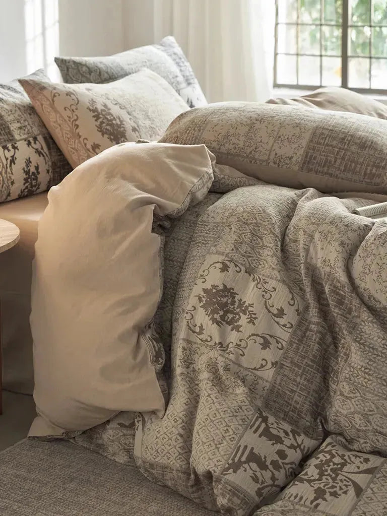 Vintage Patchwork Style Cotton Jacquard Duvet Cover