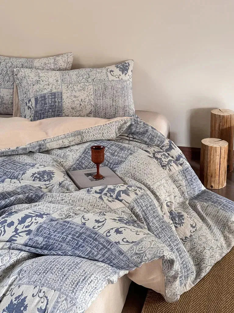 Vintage Patchwork Style Cotton Jacquard Duvet Cover