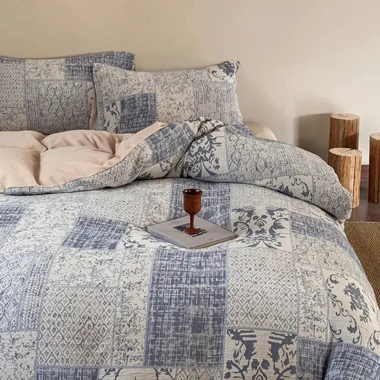 Vintage Patchwork Style Cotton Jacquard Duvet Cover