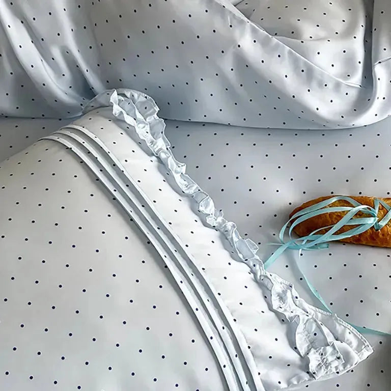 Mini Polka Dot Duvet Cover Set With Ruffle