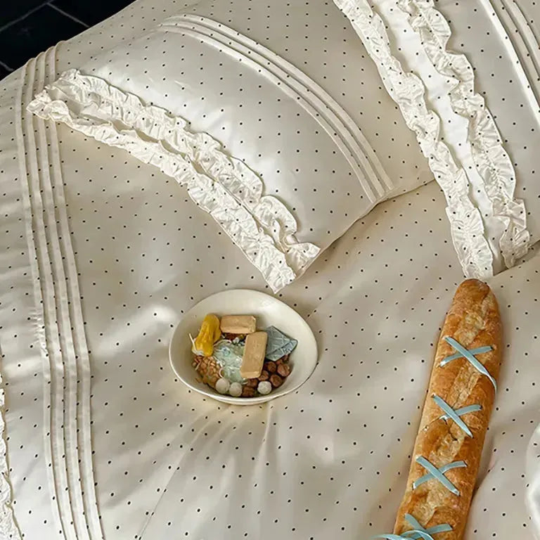 Mini Polka Dot Duvet Cover Set With Ruffle