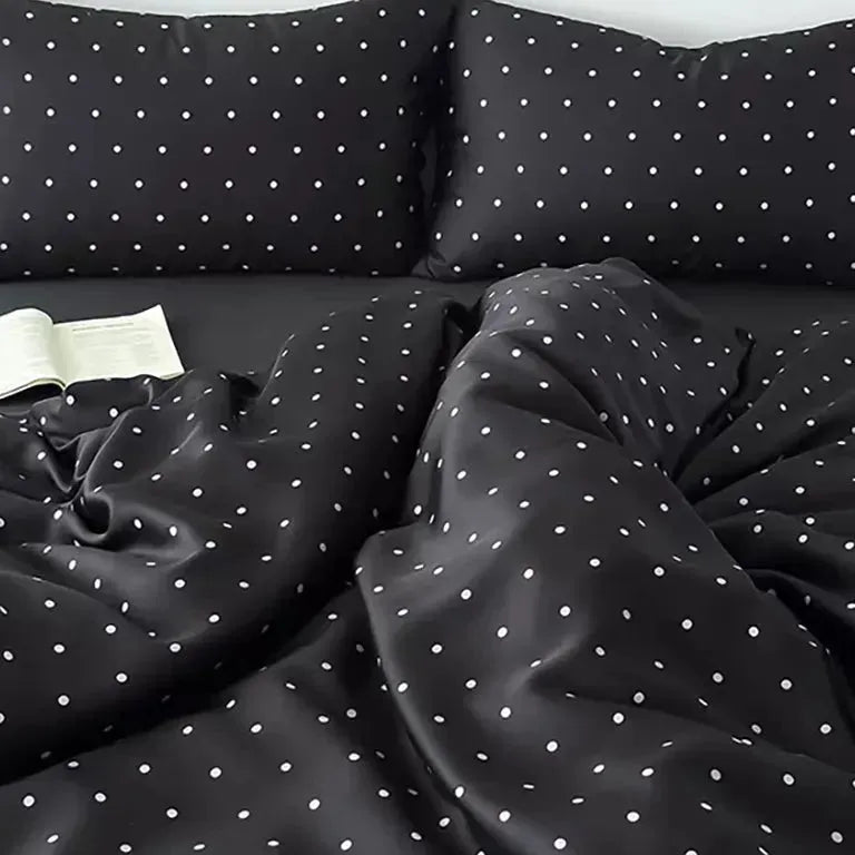 Black Polka Dot Tencel Duvet Cover Set