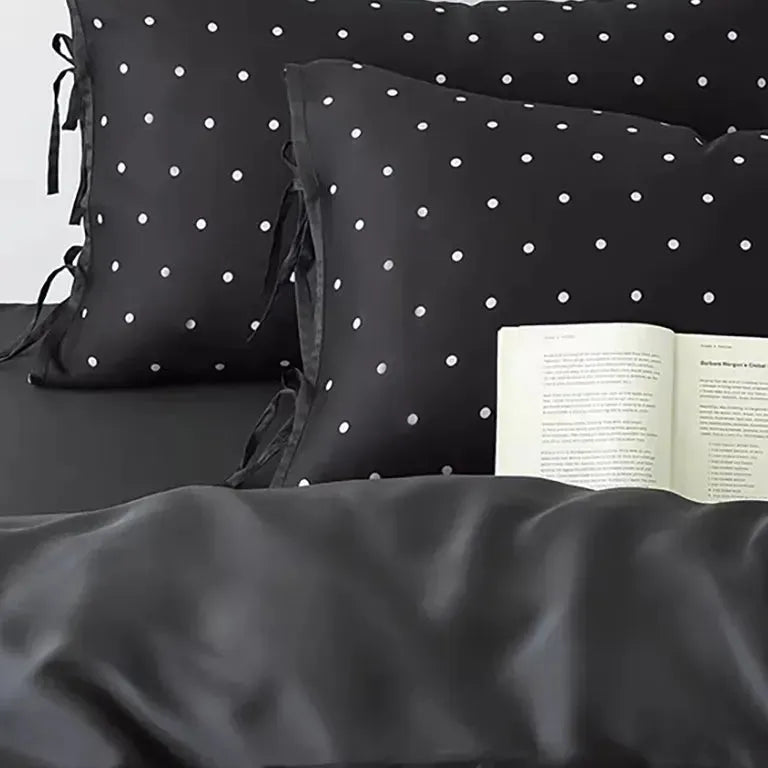 Black Polka Dot Tencel Duvet Cover Set