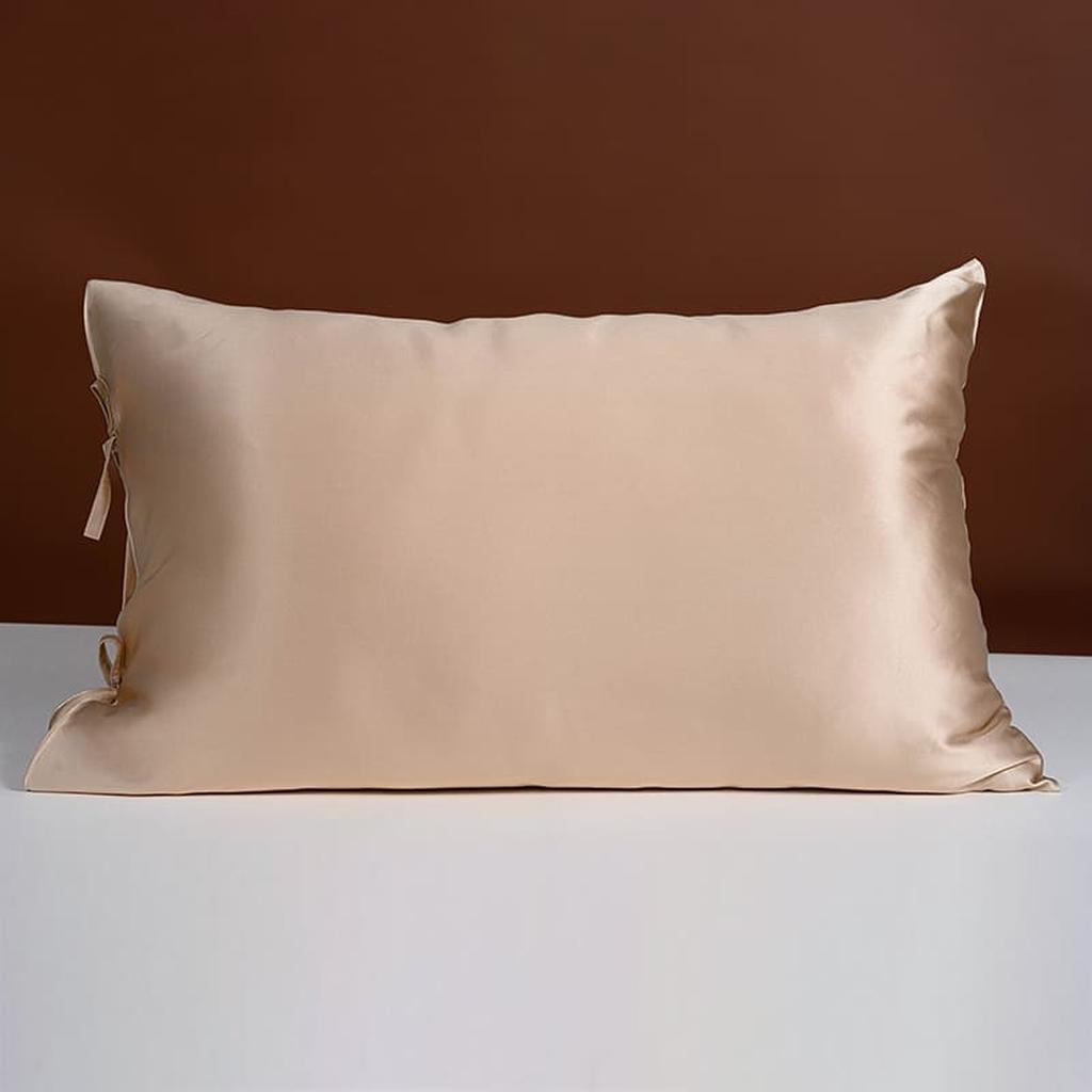 25 Momme Silk Pillowcase with Bow Ties - Champagne