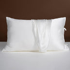 22 Momme Silk Pillowcase with Bow Ties - White