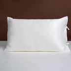 22 Momme Silk Pillowcase with Bow Ties - White