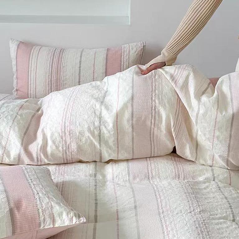 Asymmetry Jacquard Duvet Cover - Pink