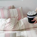 Asymmetry Jacquard Duvet Cover - Pink