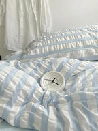 Baby Blue Striped Seersucker Bedding Set