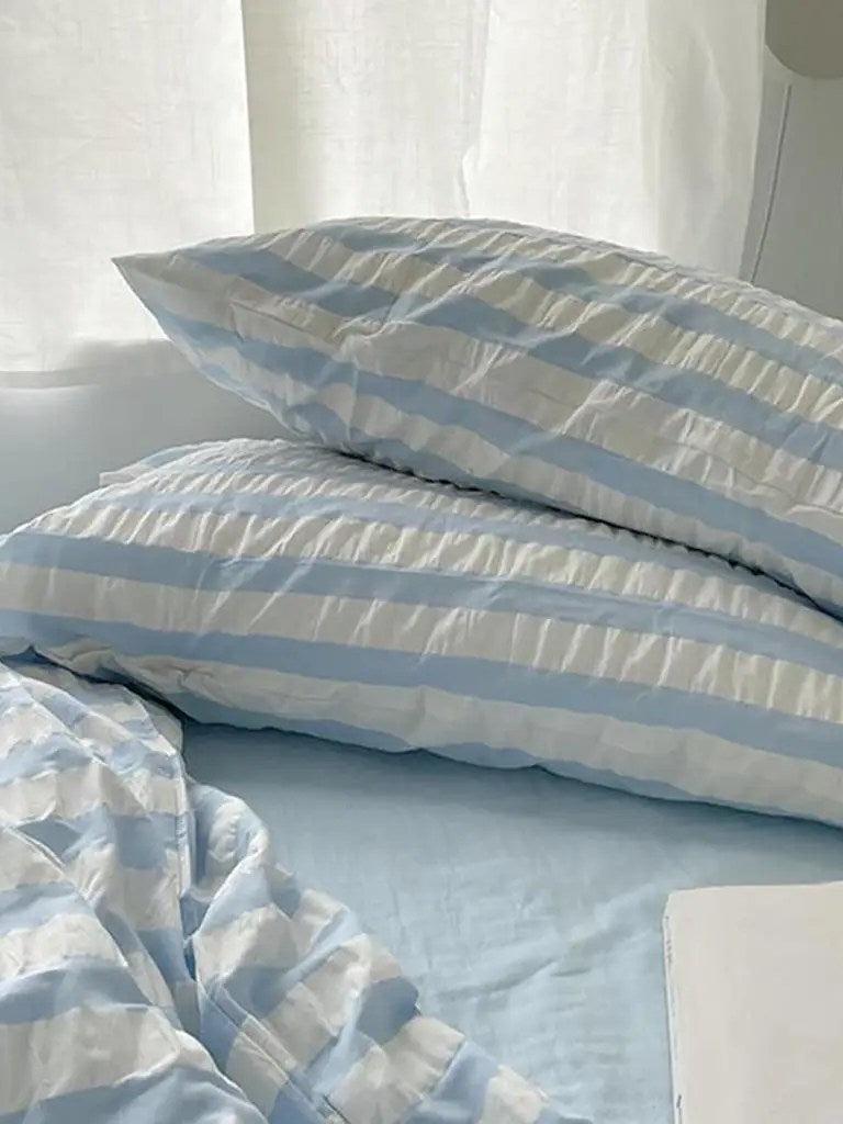 Baby Blue Striped Seersucker Bedding Set