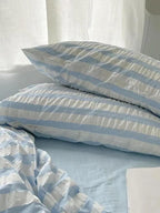 Baby Blue Striped Seersucker Bedding Set