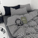 Cotton Small Gingham Duvet Cover Set - Black