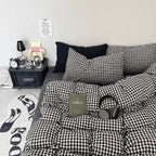 Cotton Small Gingham Duvet Cover Set - Black