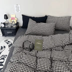 Cotton Small Gingham Duvet Cover Set - Black