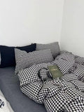 Cotton Small Gingham Bedding Set - Black