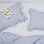 Blue Striped Duvet Cover Set With Ruffle
