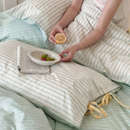 Contrast Stripe Duvet Cover - Cyan