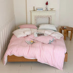 Contrast Stripe Duvet Cover - Soft Pink