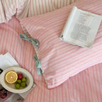Contrast Stripe Duvet Cover - Soft Pink