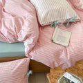 Contrast Stripe Duvet Cover - Soft Pink