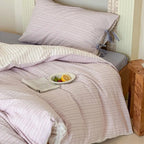 Contrast Stripe Duvet Cover - Lavender