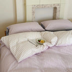 Contrast Stripe Duvet Cover - Lavender