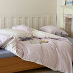 Contrast Stripe Duvet Cover - Lavender