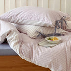 Contrast Stripe Duvet Cover - Lavender