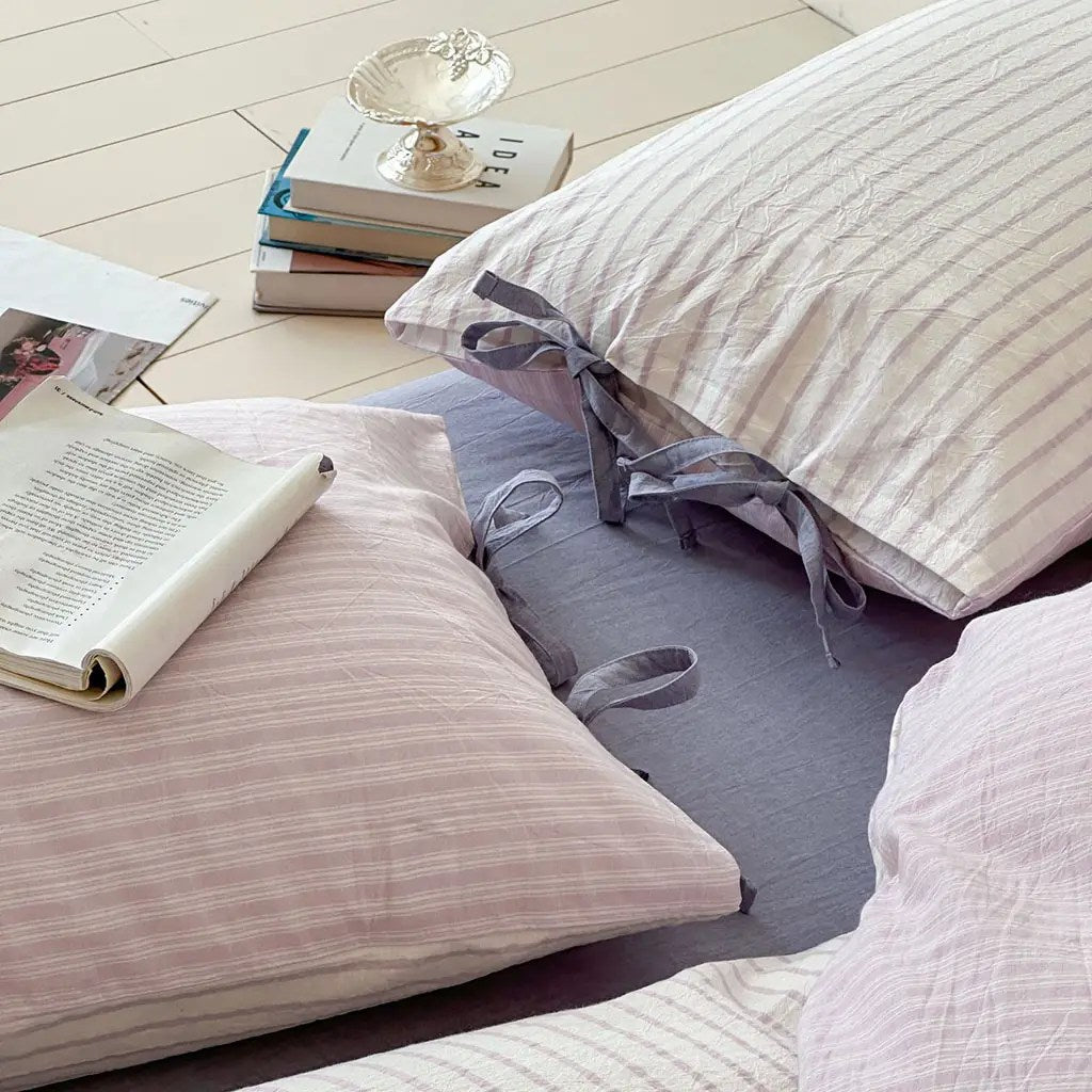 Contrast Stripe Duvet Cover - Lavender