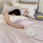 Contrast Stripe Duvet Cover - Lavender