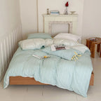 Contrast Stripe Duvet Cover - Cyan