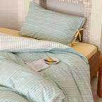 Contrast Stripe Duvet Cover - Cyan