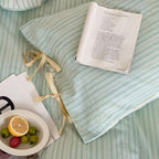 Contrast Stripe Duvet Cover - Cyan