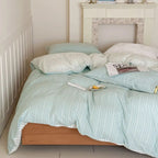 Contrast Stripe Duvet Cover - Cyan