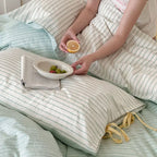 Contrast Stripe Duvet Cover - Cyan