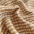 Cotton Houndstooth Jacquard Farmhouse Duvet Cover - Brown