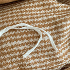 Cotton Houndstooth Jacquard Farmhouse Duvet Cover - Brown