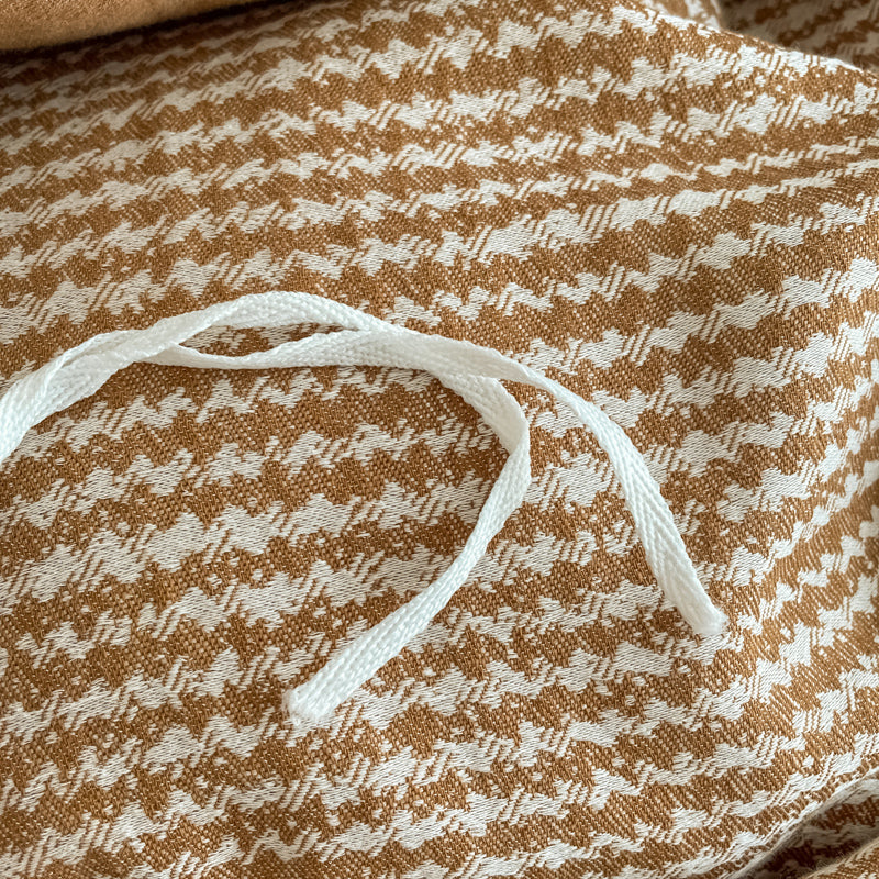 Cotton Houndstooth Jacquard Farmhouse Duvet Cover - Brown