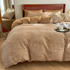 Cotton Houndstooth Jacquard Farmhouse Duvet Cover - Brown