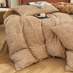 Cotton Houndstooth Jacquard Farmhouse Duvet Cover - Brown