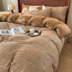 Cotton Houndstooth Jacquard Farmhouse Duvet Cover - Brown