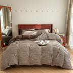 Cotton Houndstooth Jacquard Farmhouse Duvet Cover - Chocolate