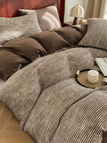 Cotton Houndstooth Jacquard Farmhouse Duvet Cover - Chocolate