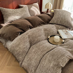 Cotton Houndstooth Jacquard Farmhouse Duvet Cover - Chocolate