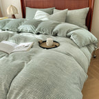 Cotton Houndstooth Jacquard Farmhouse Duvet Cover - Cyan