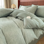 Cotton Houndstooth Jacquard Farmhouse Duvet Cover - Cyan