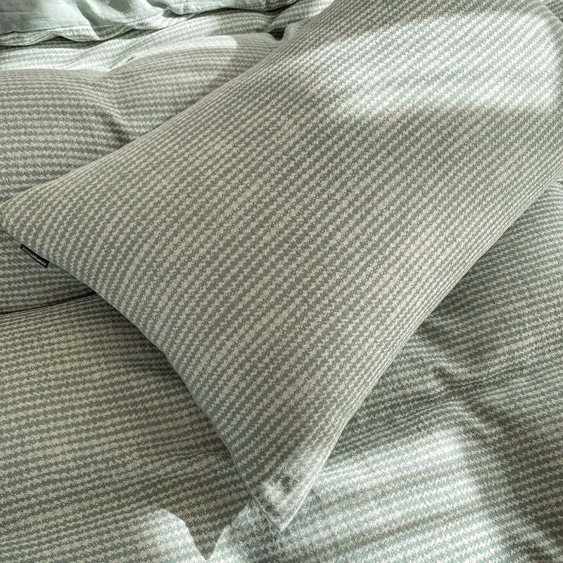 Cotton Houndstooth Jacquard Farmhouse Duvet Cover - Cyan