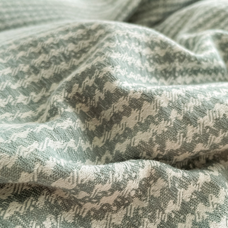 Cotton Houndstooth Jacquard Farmhouse Duvet Cover - Cyan