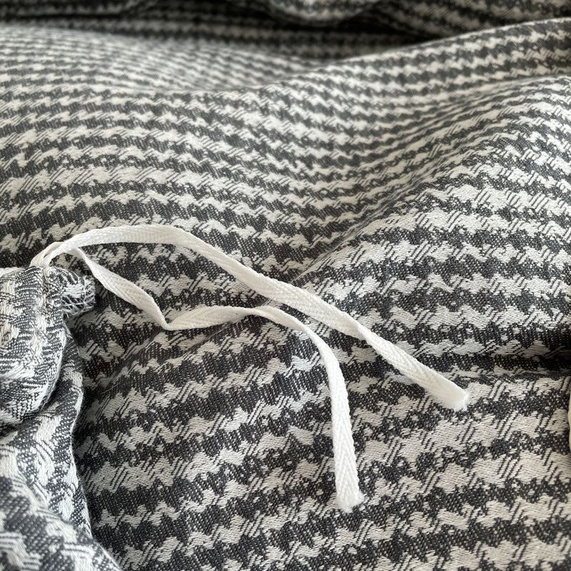 Cotton Houndstooth Jacquard Farmhouse Duvet Cover - Dark Grey