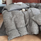 Cotton Houndstooth Jacquard Farmhouse Duvet Cover - Dark Grey